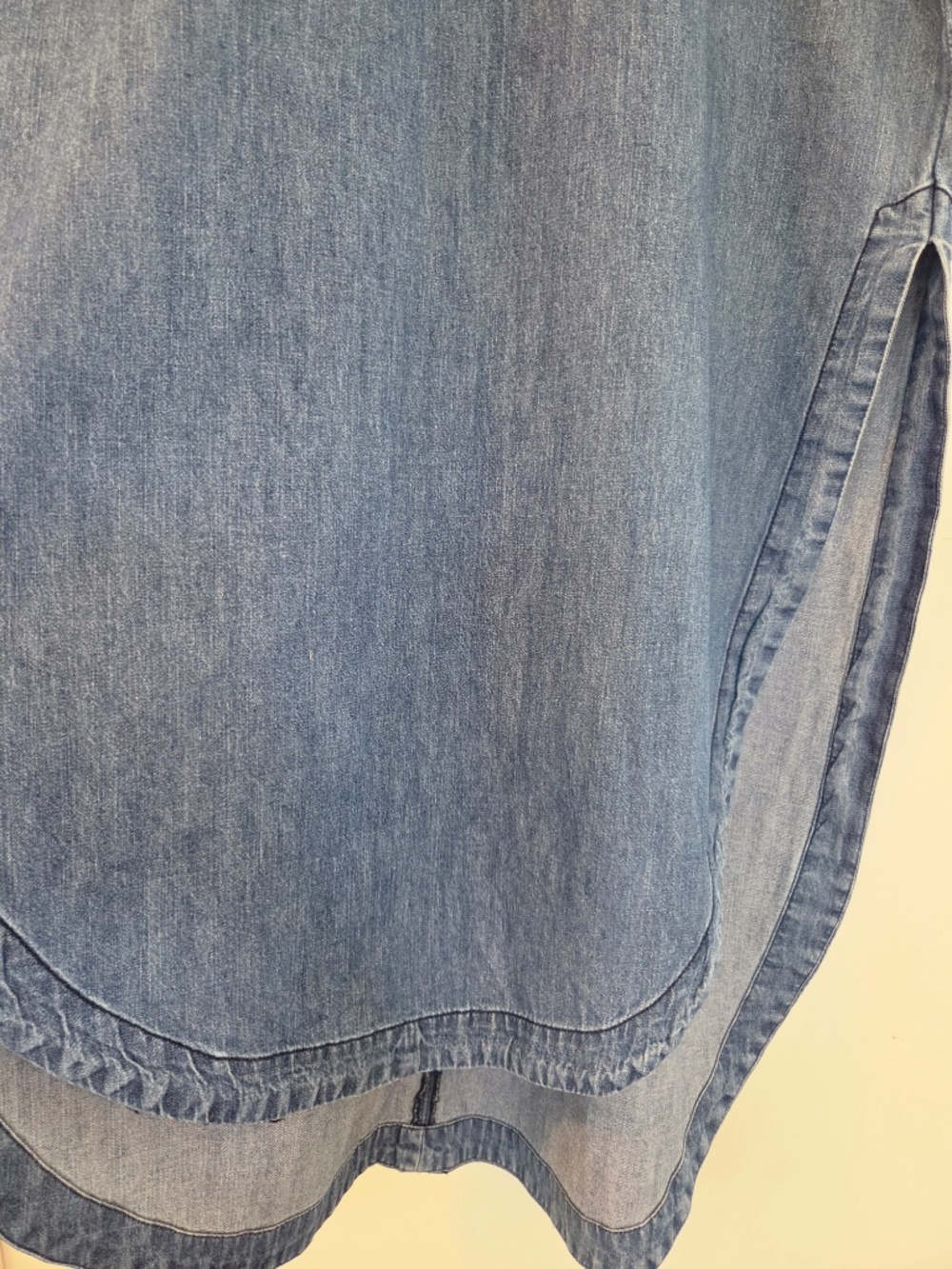 Free People denim maxi dress L sleeveless button 1/4 front collar cowgirl boho - Picture 10 of 10